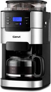 lot 342185 image: Retails for $140 Gevi 10-Cup Drip Coffee Maker with Burr Grinder  Programmable Timer, 1.5L Water Tank, Reusable Filter, Warming Plate, All-in-One Brew & Grind Coffee Machine