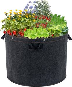 lot 342196 image: 50 Gallon Grow Bags, 1 Pack Thickened Aeration Large Fabric Pots with Handles 29 21, Heavy Duty Planting Bags for Potato, Vegetables, Flowers & Trees