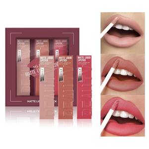 lot 342204 image: Matte Liquid Lipstick Makeup Set, 3Pcs Long Lasting Smudge Proof Lip Gloss Set, High Pigmented Velvety Nude Red Lip Stain Lip Makeup Gift Sets for Girls and Women