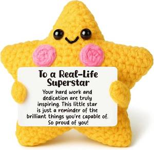 lot 342209 image: Crochet Star Congratulations Gift, Proud of You & Achievement Keepsake for Coworker & Student Graduation, New Job Promotion Desk Buddy, Motivational Decor for Men Women, Christmas Stocking Stuffer