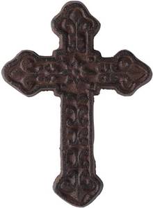 lot 342212 image: BRASSTAR Cast Iron Wall Cross Decoration, Rustic Antique Metal Cross  Antique Rust Wall Mount Cross, Wall Hanging, Religious Cross Ornament, Farmhouse Home Chapel Wall Decorations