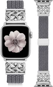 lot 342213 image: TOYOUTHS Thin Braided Magnetic Band Compatible with Apple Watch Bands 3840414244454649mm Women, Slim Dressy Celtic Metal Stretchy Elastic Strap for iWatch Series 11 10 9 8 7 6 5 4 SEUltra 3 2