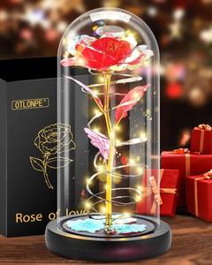 lot 442077 image: Otlonpe Preserved Artificial Rose Flower Lamp, Forever Women Gifts for Birthday Christmas Valentines Mothers Day, 7.7 Red Glass Rose Gifts for Mom Grandma Daughter Wife Girlfriend, Home Decor