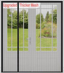 lot 442080 image: Reversible Side Opening Wide Magnetic Screen Door for Sliding & French Door  Heavy Duty Thicker 255g  Reinforced Mesh bug Door Screen Magnetic Closure,Screen 74 x 81,Fits Door to 72x80