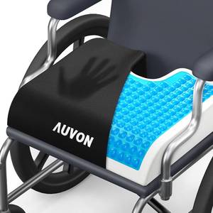 lot 442091 image: AUVON Gel Wheelchair Seat Cushion with Waterproof Cover, Anti-Sore & Ulcer  Ergonomic Chair Cushion with U-Cutout for Tailbone, Back Pain Relief, Memory Foam Cushion for Office, Anti-Slip, Buckle Strap