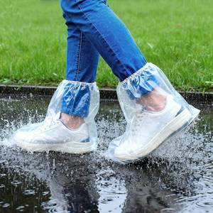 lot 442094 image: 20 Pcs Waterproof Shoe Covers for Rain, Shoe punchos for Women & Men, Thickened PE material, Non-slip, Disposable, Slip-On, Outdoor Overshoes for Wet Weather, Commuting, Dog Walking (Clear)