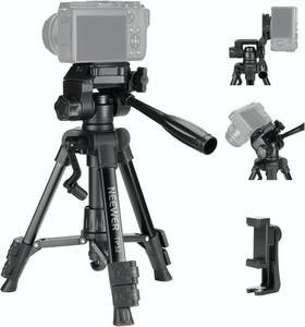 lot 442107 image: NEEWER Entry Level Version Mini Desk Phone Tripod Compatible with iPhone for Video Recording, Small Compact Table Top DSLR Camera Camcorder Webcam Stand, 3 Way Pan Tilt Head & Cell Phone Holder, TP52
