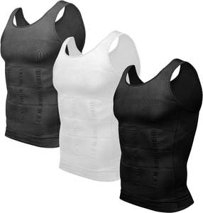 lot 442111 image: Odoland 3 Pack Men Compression Shirt Body Shapewear Base Layer Tummy Shaper Vest Tank Top