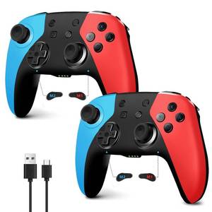 lot 442112 image: AceGamer 2 Pack Wireless Controller for Nintendo SwitchLiteOLEDSwitch 2, Hall Effect Joystick for Switch 2 Pro Controller with Wake-UpTurboDual VibrationProgrammable (RedBlue)