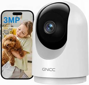 lot 442122 image: GNCC 2K Indoor Security Camera, BabyPet Camera with Phone App, 2.4G WiFi  Motion Detection, BabyPet Camera with Phone App, Night Vision, 2-Way Audio, TFCloud Storage, Works with Alexa & Google Home