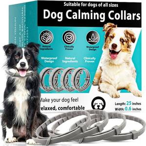 lot 442126 image: Calming Collars for Dogs, 4 Packs Dog Calming Collar Contains Long Lasting Pheromone for 60 Days, SeparationStressAnxiety Relief for Dogs, Adjustable for Small Medium Large Dog (Grey)