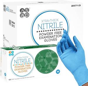 lot 9187272 image: ASAP Blue Nitrile Gloves Disposable Latex Free - 4 Mil Powder Free, Food Safe, Kitchen & Medical - Cleaning & Tattoo Supplies