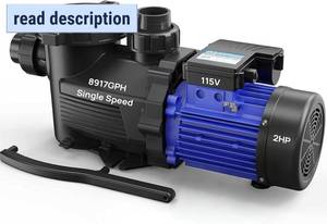 lot 242147 image: Retails for $228 AQUASTRONG InAbove Ground Pool Pump, High Flow (Single Speed, 2HP, 8917 GPH, 115V)