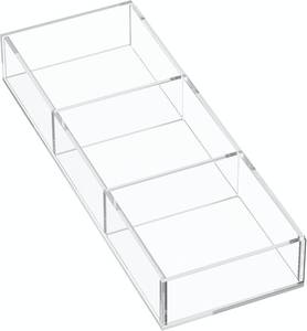 lot 152156 image: HIIMIEI 3 Section Clear Acrylic Drawer Organizer Tray, Office & Makeup Drawer Organizer (11.8x4.3 inch)