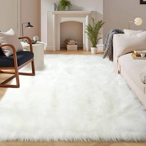 lot 152160 image: Retails for $170 Latepis White Faux Fur Rug 8x10, Faux Fur Sheepskin Rug for Living Room, Fluffy Washable Fuzzy Rugs Carpet for Bedroom, Luxury Room Decor, Rectangle