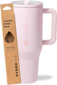 lot 152168 image: HydroJug Pink Sand 32oz Traveler  Replacement Straws