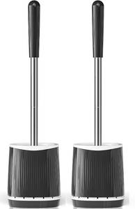 lot 152174 image: TRENTI Toilet Brush and Holder Set - Bristles Bowl Brush Head with Ventilated Holder, Wall Mounted Compact Set for Bathroom Deep Cleaning