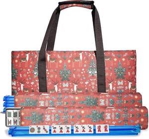 lot 152178 image: EMTK Mahjong Set with 166 Tiles, Complete Portable Kit Includes Purple Velvet Case, Dice, Wind Indicators, Racks & Pushers   for American Style Play, Family Game  Travel, Gift for Adults & Seniors