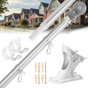 lot 152190 image: Flag Pole for Outside House   6FT Aluminum Flagpole Kit with Wall Mount Bracket   Heavy Duty Flag Pole Holder for Residential or Commercial Outdoor Use   Fits 3x5 American Flags