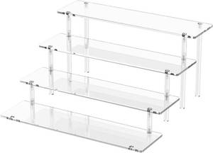 lot 152194 image: 4 Tier Acrylic Display Risers, Clear Perfume Organizer, Cupcake Stand  Large Dessert Display for Party, Display Shelf for Figure and Collection, Riser Stand for Decoration and Organizer, 1 Pack
