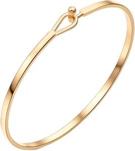 lot 152208 image: Dainty Gold Bar Bracelet for Women Simple Delicate Thin Cuff Bangle Hook Bracelet 18K Gold Plated Handmade Minimalist Jewelry