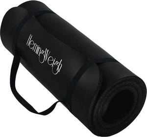lot 251627 image: HemingWeigh 1 Inch Extra Thick Non Slip Yoga Mat - Exercise Mats for Home Workouts, Black (70L x 23W)