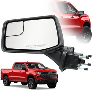 lot 251629 image: Retails for $130 Driver Left Side Door Mirror for 2019-2024 Chevy Silverado 1500, with Heated Power Glass Manual Folding Convex Blind Spot Glass, Replace#GM1320583(5 Pins
