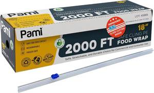 lot 251632 image: PAMI Plastic Food Wrap 18 in x 2000 ft with Slide Cutter,BPA Free,Microwave