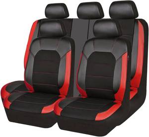 lot 251639 image: CAR PASS Universal Leather car seat Covers Sport fits Most Cars, SUVs, Trucks, and Vans (Full Set, Black Red)