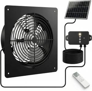 lot 251645 image: Solar Powered Fan with Battery Backup, 15W Monocrystalline Panel, 12V 4000mAh Control Box, Remote Control, 3 Modes, Adjustable Speed Ventilation Fan for Chicken Coop, Greenhouse, Shed, Attic