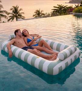 lot 251649 image: 85 X 53 Extra Large 2-Person Tanning Pool Float, Inflatable Tanning Pool with Cooling Mesh Bottom, Heavy Duty Pool Floats Adult 2 Person, Suntan Tub Lounger for Lake and Beach