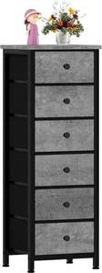 lot 251653 image: VASICAR Tall Dresser with 6 Large Drawers, Small Fabric Dresser Nightstand  Gray Storage Cabinet, Narrow Storage Tower Units, Closet Organizer for Bedroom, Nursery, Hallway, Entryway, Dorm