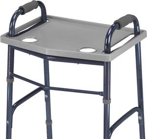 lot 251657 image: DMI Walker Tray With Cup Holders, Walker Tray For Folding Walkers, Mobility Accessory for Seniors, Tray Table for Standard Walkers, Multipurpose and Portable, Gray