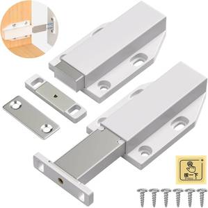 lot 251674 image: Magnetic Push Latch Heavy Duty Jiayi Push to Open Cabinet Hardware Magnetic Touch Latches for Large Door Push Release Latches Kitchen Drawer Push Catch Press Out Latch (White, 2 Pack)