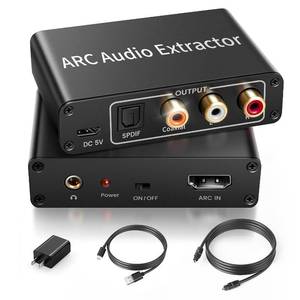 lot 351796 image: 4K60Hz HDMI ARC 192KHz Audio Extractor Converter for TV Soundbar Amplifier  Comes with power adapter and 4K 60Hz HDMI cable, supports Optical, Coaxial, RCA and 3.5mm audio output for HDTV devices