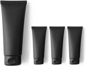 lot 351798 image: Aspire Travel Cosmetic Soft Tubes for Hand Cream, 4 Pack 3.4 Oz  PE and PP materials, flip-top cap, reusable squeeze tube, white black brown colors, for lotion cleanser shampoo samples