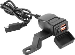 lot 351799 image: Motorcycle USB Power Adapter Motorcycle USB Port Charging Port Dual Charger 2 18W QC3.0 PD On Off Voltage Meter Rainproof for Phones GPS Tablets (Green Digital Display)
