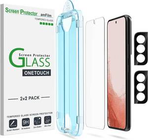 lot 351801 image: amFilm OneTouch for Samsung Galaxy S22 Plus Screen Protector TemperedGlass  Auto-Alignment, 30s Install, Bubble Free, Scratch & Drop Protection, HD Clear, Camera Lens Protector, 22 Pack (S22P-6.6)