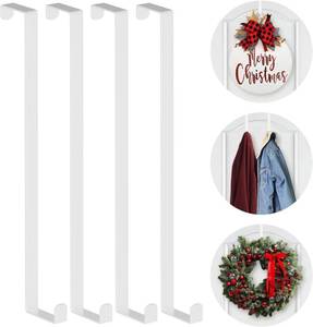 lot 351805 image: Booda Brand 14 Wreath Hangers (4 PCS) Fit 1-34 & 1-38 Door Widths  Sturdy Metal Over The Door Hooks Hold up to 40 LBS, No Scratch Door Hangers for ClothesTowelsWreathsSeasonal Decor, White