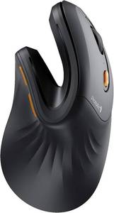 lot 351808 image: ProtoArc EM11 NL Wireless Ergonomic Vertical Mouse, Rechargeable, Black  58  vertical design supports a natural wrist posture, connect 3 devices via Bluetooth2.4G USB-A, 500mAh USB-C rechargeable.