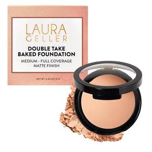 lot 351812 image: LAURA GELLER NEW YORK Baked Double Take Powder Foundation   Longwear Buildable Medium to Full Coverage   Matte Finish   Non-Caking Formula  Handmade in Italy   Mature & Sensitive Skin   Fair