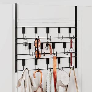 lot 351836 image: Over The Door Hooks for Hanging, 14 Hooks Over Door Coat Hanger, Coat Clothing Rack and Towel Rack for Bathroom Organizer, Door Hanger Organizer Kitchen, Bathroom Towel Storage Decor Black