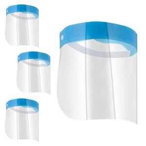 lot 351838 image: Salon World Safety Face Shields - Ultra Clear Protective Full Face Shields to Protect Eyes, Nose and Mouth - Anti-Fog PET Plastic, Elastic Headband - Sanitary Droplet Splash Guard Cover (Pack of 4)
