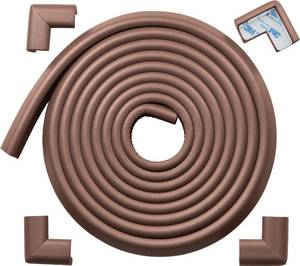lot 351839 image: Roving Cove HeftyFit Edge Corner Protector Baby Proofing (Large 15ft Edge 4 Corners), Heavy-Duty, Soft NBR Rubber Foam, Furniture Fireplace Safety Bumper Guard, 3M Adhesive, Coffee Brown