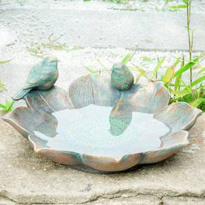 lot 351851 image: Bird Bath for Outdoors, Resin Garden Ground Birdbath Bowl Yard Decor  Antique Outdoor Garden Bird Baths with Vintage Bird Ornament, Tabletop Flower Birdbaths Bird Feeder for Outside Yard Decor
