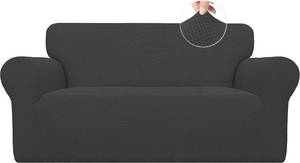 lot 452186 image: Easy-Going Stretch Loveseat Couch Covers Washable Dark Gray  1-Piece Loveseat Covers for 2 Cushion Couch Furniture Protector RV Sofa Slipcover Soft with Bottom for Kids Pets