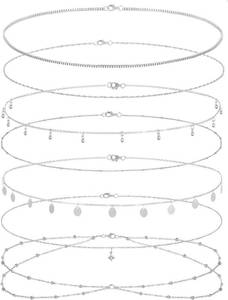 lot 452220 image: 8Pcs Waist Chain 18K Gold Plated Belly Chain Sexy Bikini Summer Beach Layered Satellite Beads Coin Sequin Octagram Star Box Chain Body Jewelry Gifts for Women Gold Silver Tone Adjustable