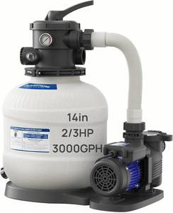 lot 152144 image: Retails for $186 AQUASTRONG 14in Sand Filter Pump for Above Ground Pool, 23 HP Pool Pumps Above Ground 3000 GPH for Pools up to 13000 GAL, Sand Pool Filter with 6-Way Valve, Improved Circulation and Filtration
