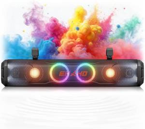 lot 351762 image: Retails for $160 Ehaho 26 Inch 6 Speaker UTV Sound Bar, Bluetooth Golf Cart Speakers Color Changing RGB & Strobe Light IP66 Waterproof ATV Speaker System, SXS SoundBar Compatible with Polaris RZR CFmoto Can-Am