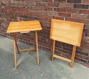 lot 12 image: Pair of Wood Folding TV Tables